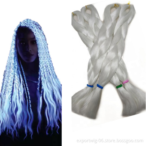 Glowing Braids Synthetic Crochet Hair Extension 24 inch Shining in Dark Synthetic Weaves Attachment Hair